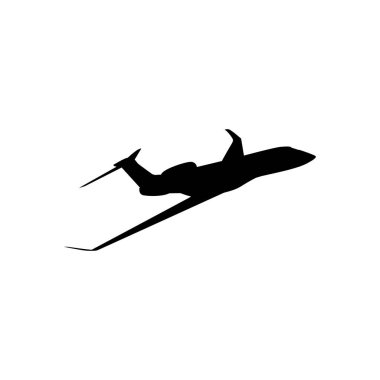 Özel jetin silueti, uçak, uçak. Düz Stil, Logo Gram, Pictogram, Apps, Web Sitesi veya Grafik Tasarım Elemanı için kullanılabilir. Vektör İllüstrasyonu