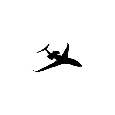 Özel jetin silueti, uçak, uçak. Düz Stil, Logo Gram, Pictogram, Apps, Web Sitesi veya Grafik Tasarım Elemanı için kullanılabilir. Vektör İllüstrasyonu