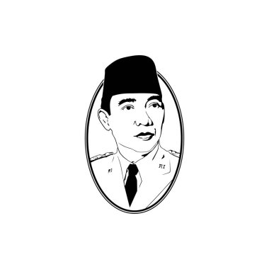 Yogyakarta-Indonesia, September 25 - 2024, Silhouette of the First President of Indonesia, Ir. Soekarno, or Sukarno, also known as Bung Karno. Line Art Style. Vector Illustration clipart