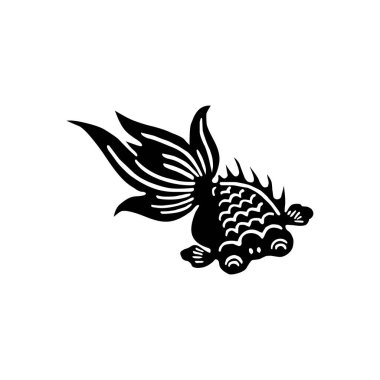 Altın Balığın Silueti, Oriental Style, Süsleme, Dekorasyon, Logo Gram, Pictogram veya Grafik Tasarım Elementi için kullanılabilir. Vektör İllüstrasyonu