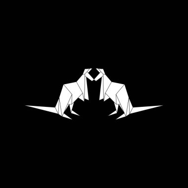 Origami Formu 'ndan esinlenilen çift Kanguru Şekli, Logo, Pictogram, Hayvan Figürü, Website, Apps veya Grafik Tasarım Elemanı için kullanılabilir. Vektör İllüstrasyonu