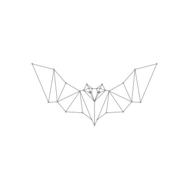 Bat, Flying Fox Polygonal Lines, Logo, Pictogram, Gece Hayvanları Figürü, Web Sitesi, Uygulamalar veya Grafik Tasarım Elemanı için kullanılabilir. Vektör İllüstrasyonu