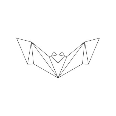 Bat, Flying Fox Polygonal Lines, Logo, Pictogram, Gece Hayvanları Figürü, Web Sitesi, Uygulamalar veya Grafik Tasarım Elemanı için kullanılabilir. Vektör İllüstrasyonu