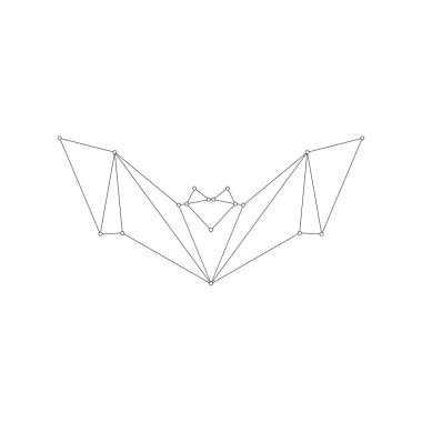 Bat, Flying Fox Polygonal Lines, Logo, Pictogram, Gece Hayvanları Figürü, Web Sitesi, Uygulamalar veya Grafik Tasarım Elemanı için kullanılabilir. Vektör İllüstrasyonu