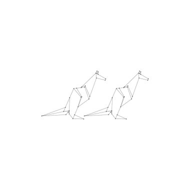 Pair Kangaroo Polygonal Lines, can use for Logo, Pictogram, Animal Figure, Website, Apps, or Graphic Design Element. Vector Illustration clipart