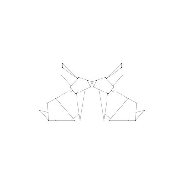 Çift Tavşan veya Tavşan Çokgen Çizgileri, Logo, Pictogram, Sevimli Hayvan Figürü, Web Sitesi, Uygulamalar veya Grafik Tasarım Elemanı için kullanılabilir. Vektör İllüstrasyonu