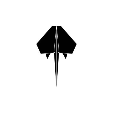 Origami Formu 'ndan esinlenilen Stingray Fish Shape, Logo, Pictogram, Aquatic Animal Figure, Website, Apps veya Grafik Tasarım Elementi için kullanılabilir. Vektör İllüstrasyonu
