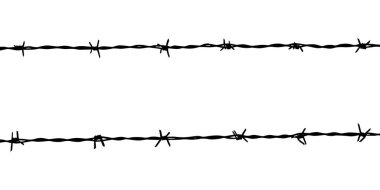 Dikenli Tel Silueti, sanat çizimi, desen, süsleme, dekorasyon ve grafik tasarım için kullanılabilir. Vektör İllüstrasyonu