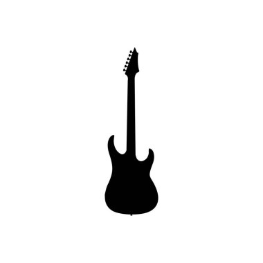 Elektro Gitar Silueti, Logo, Pictogram, Müzikal Enstrümantal İllüstrasyon, Simge, Uygulamalar, Web Sitesi veya Grafik Tasarım Elementi için kullanılabilir. Vektör İllüstrasyonu