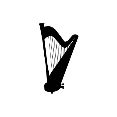 Harp Silhouette, müzikal enstrümantal illüstrasyon, logo gramı, pictogram, uygulamalar, web sitesi, simge, sembol veya grafik tasarım öğesi için kullanılabilir. Vektör