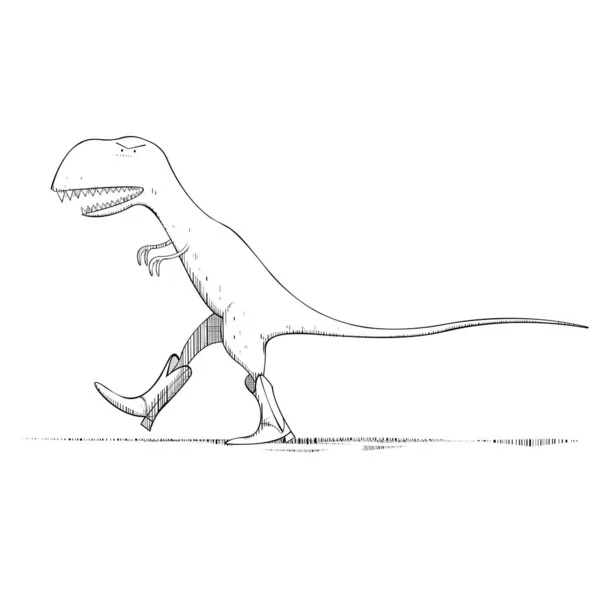 一只食肉恐龙 穿着牛仔靴 矢量说明 — 图库矢量图片