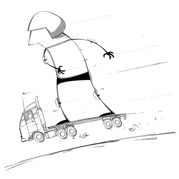 Skateboarder Riding Speedy Lorry Vector Illustration — Stock Vector