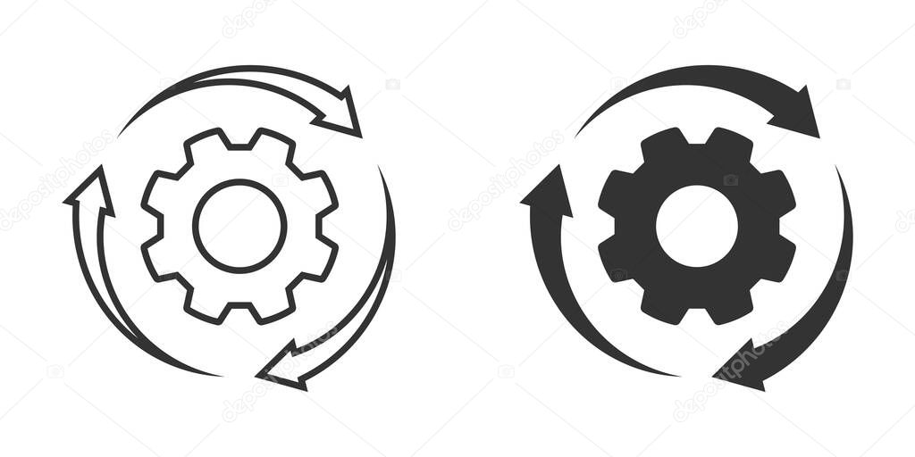 Workflow icon. Gear and arrows. Vector illustration.