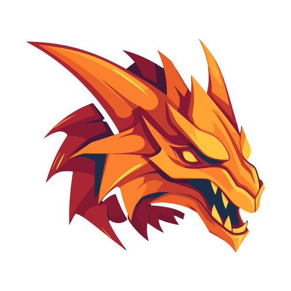 Dragon head isolated on white background. Vector illustration.
