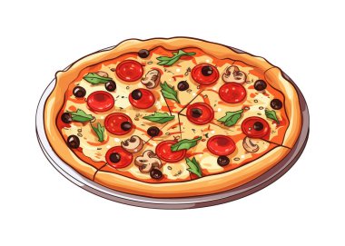 Cartoon pizza isolated on a white background. clipart