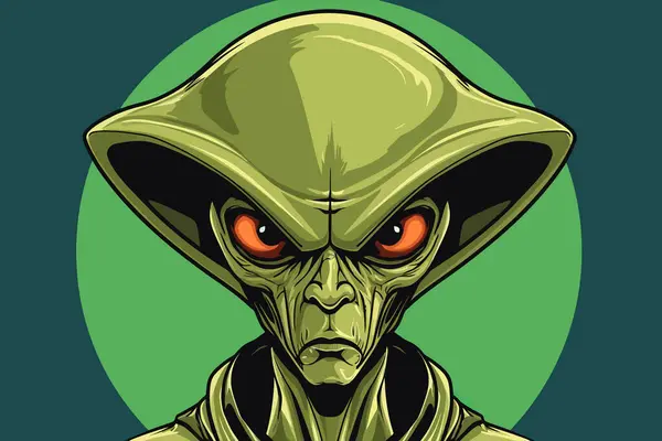 Cartoon alien face. Vector illustration.