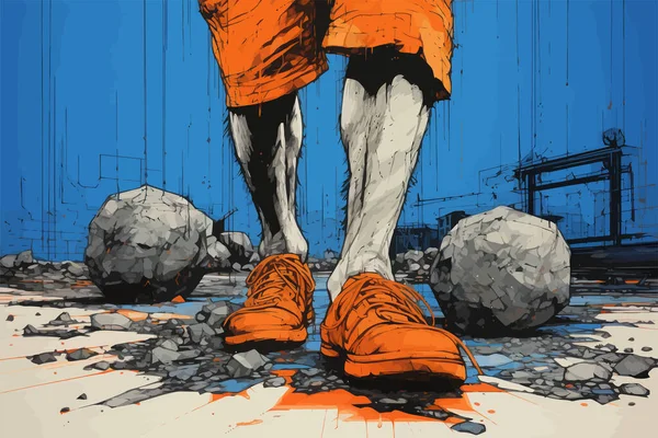 Indossa Pantaloncini Scarpe Arancioni Illustrazione Astratta Del Vettore — Vettoriale Stock