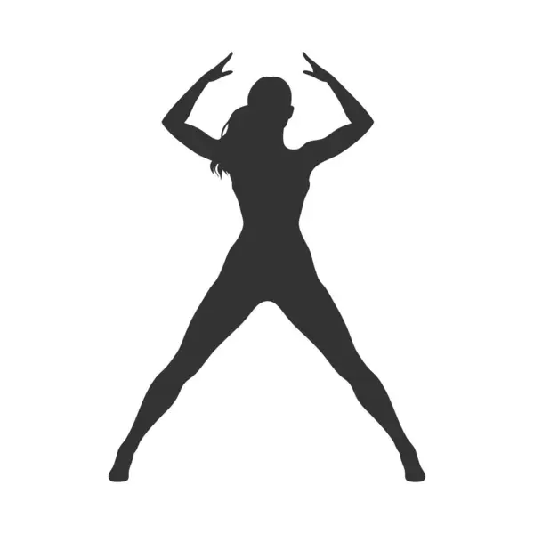 Silhouette Fitness Girl Illustrazione Vettoriale — Vettoriale Stock