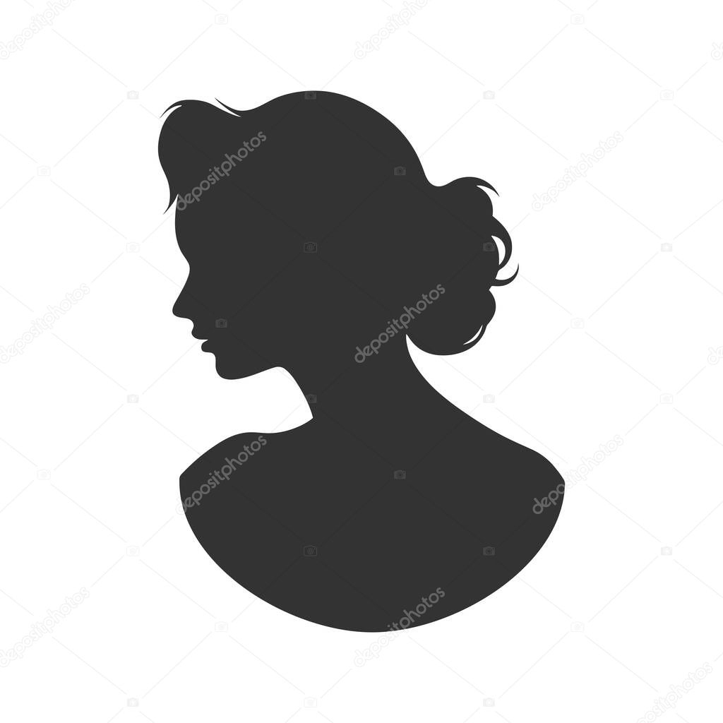 Female face silhouette. Vector illustration.