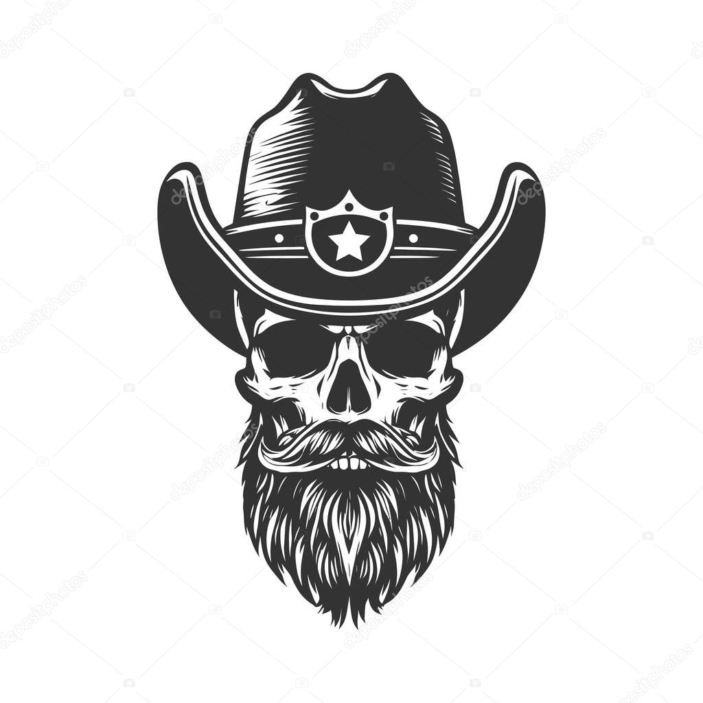 Sheriff skull icon. Vector illustration.