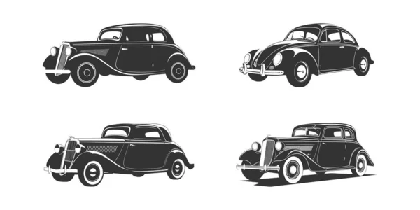 Set Silhouette Auto Coupé Vintage Illustrazione Vettoriale — Vettoriale Stock