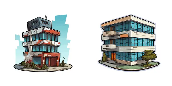 Kancelářská Budova Cartoon Vektorová Ilustrace — Stockový vektor