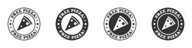 Bedava pizza ikonu seti. Vektör illüstrasyonu.