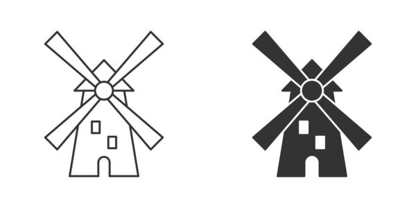 Windmill icon. Mill symbol. Vector illustration.