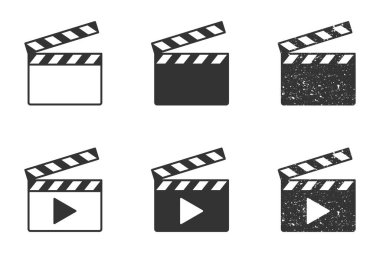 Film klaket simgesi seti. Vektör illüstrasyonu.