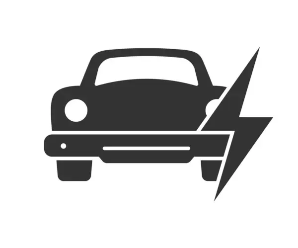 Icona Del Danno Elettrico Dell Auto Auto Simbolo Batteria Scarica — Vettoriale Stock