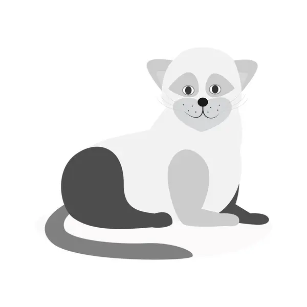 Gatto Bianco Nero Scarabocchio Icona Sfondo Isolato Vettore Piatto — Vettoriale Stock