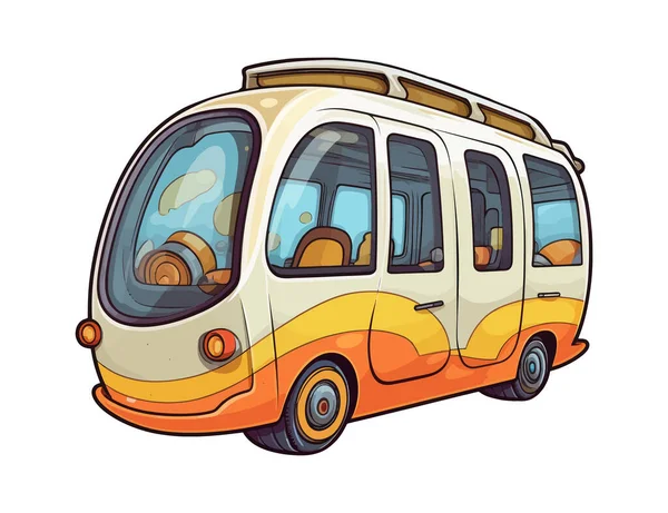 Autobus Dei Cartoni Animati Isolato Sfondo Bianco Illustrazione Vettoriale — Vettoriale Stock
