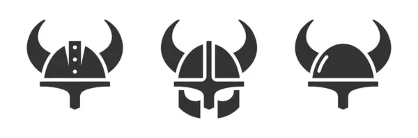 Vikingen Gehoornde Helm Icoon Vector Illustratie Vectorbeelden