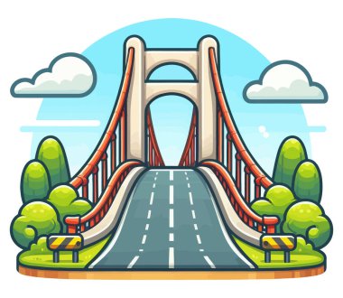 Köprü ve Yol Üstgeçidi. Çizgi film Vektörü.