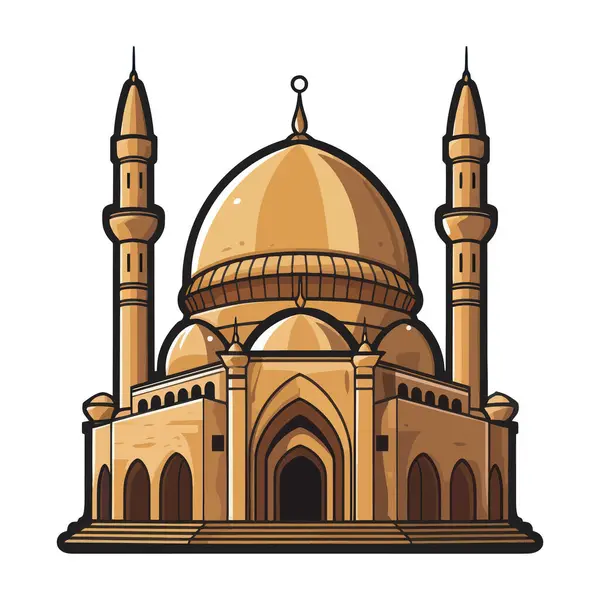 Moschea Del Fumetto Sfondo Bianco Illustrazione Vettoriale — Vettoriale Stock