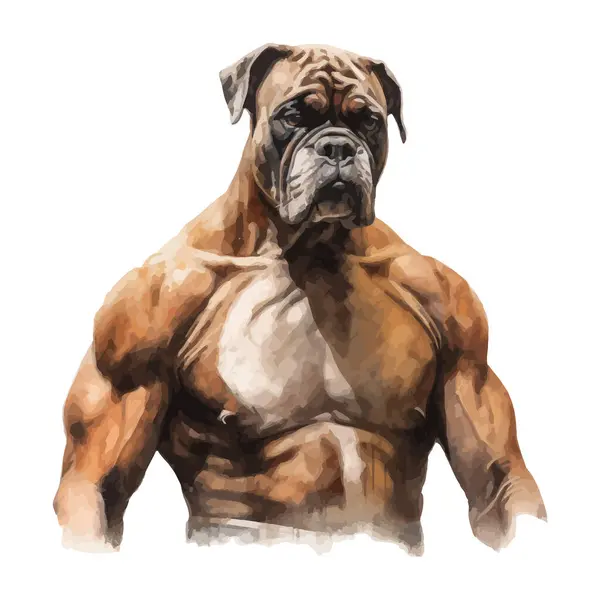 Muscle Boxer Cane Ritratto Illustrazione Vettoriale — Vettoriale Stock