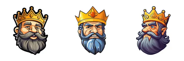 王冠を着用する3つの漫画の頭部 — ストックベクタ