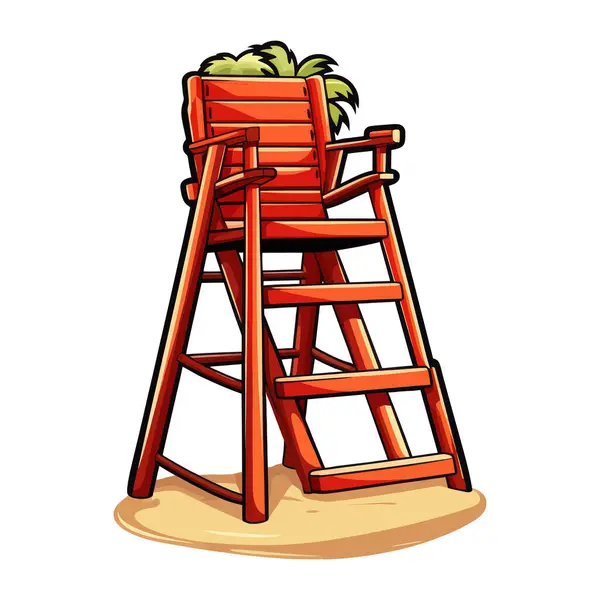 その上に植物を置いた木製の椅子 — ストックベクタ