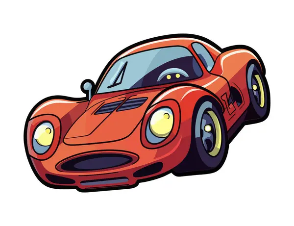 漫画スタイルの鮮やかな赤いスポーツカー — ストックベクタ