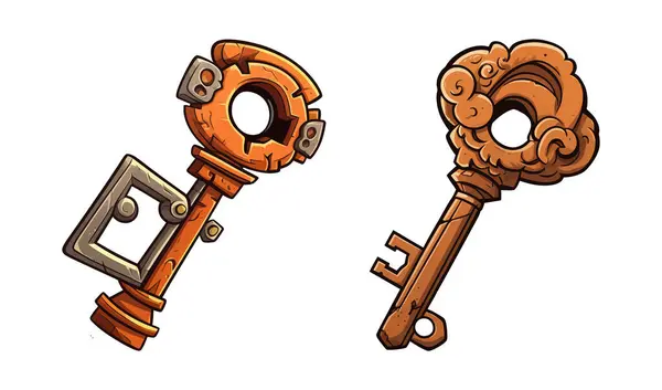 Два Ключа Лежат Бок Бок — стоковый вектор
