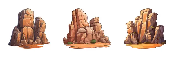 砂漠地形の3つの異なる岩 — ストックベクタ