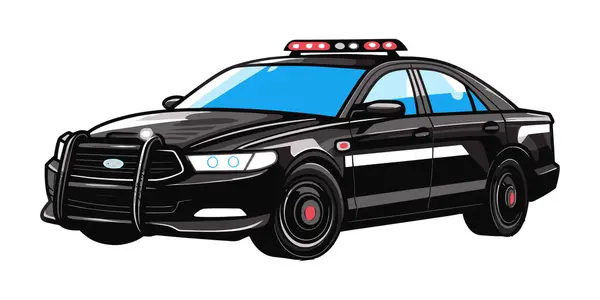 Rendőrségi Autó Rajzfilm Vektoros Illusztráció — Stock Vector