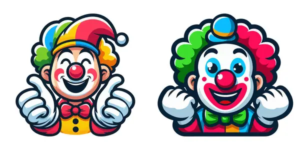 Two Cartoon Clowns Cartoon Vector — Stock Vector