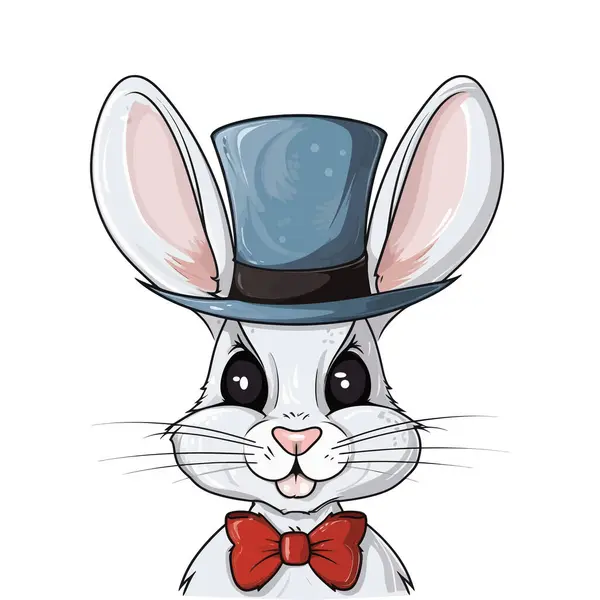 Rabbit Donning Top Hat Bow Tie — Stock Vector