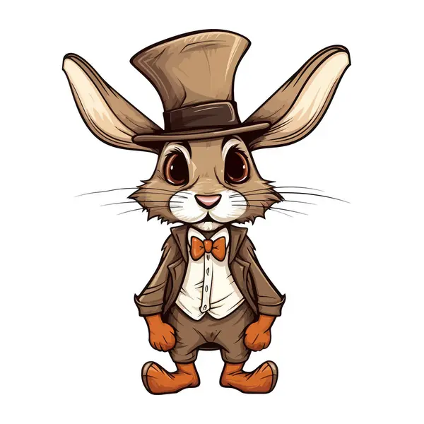 Rabbit Dressed Formal Attire Top Hat Bow Tie — Stock Vector