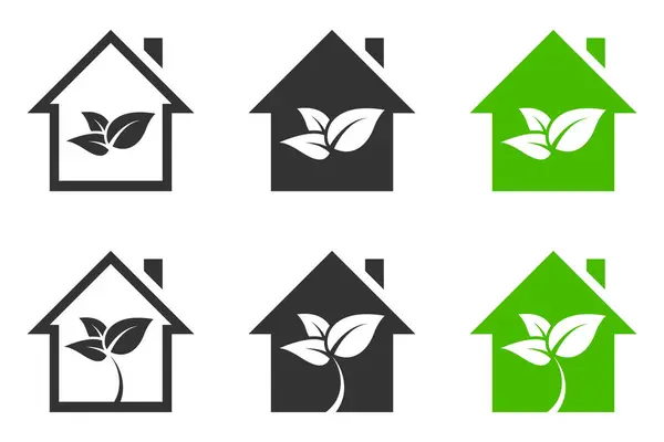 Eco Home Icon Set Vector Illustration — Stock Vector