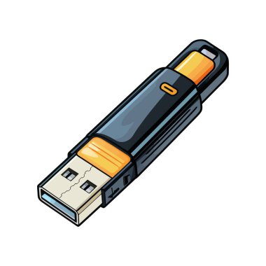 USB Depolama beyaz arka planda izole edildi. Vektör illüstrasyonu.