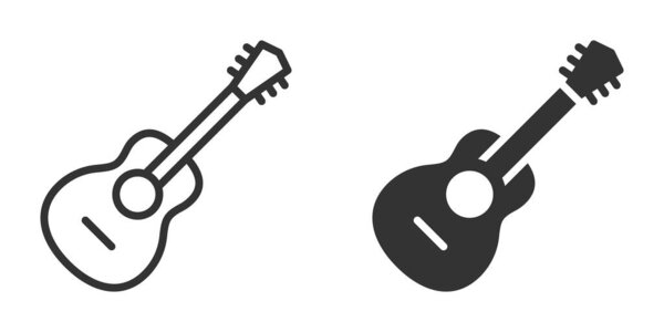 Ilustración Vectorial Icono Guitarra Acústica Blanco Negro Perfecto Para Diseños — Vector de stock