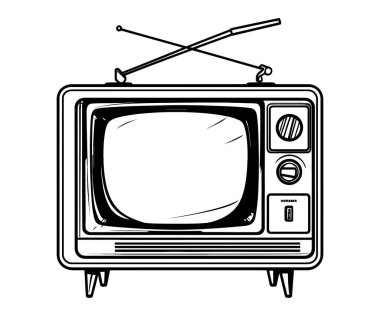 Antenli bir retro televizyonun vektör illüstrasyonu. Klasik elektronik veya eski moda medya kavramları için mükemmel. Üretici yapay zeka.