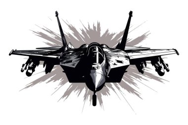 Cepheden gelen bir savaş uçağının vektör çizimi. Ordu, havacılık ya da aksiyon temalı tasarımlar için mükemmel. Üretici yapay zeka.